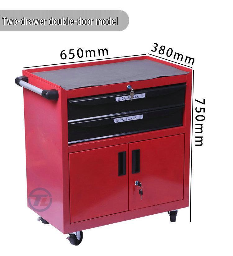 Three-Layer Tool Cart with Wheels & Pegboard - Universal Casters for Auto Repair