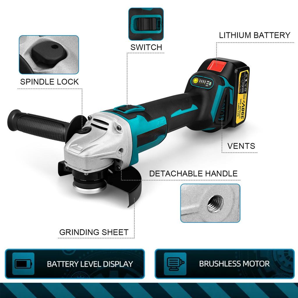 10000 Rpm Rechargeable Polishing Cutting Machine Household Cordless Portable Power Tool Brushless Electric Angle Grinder