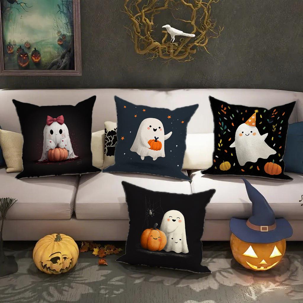 Cute Ghost Pillowcases For Halloweensuitable For Sofa Car Bedroom Decorative Cushion Cover Pillow Cover