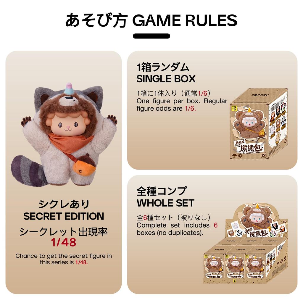 TOP TOY Gyun Bear Series [Bear Pouch] Series Plush Pendant [1 Piece] Plush Toy Backpack Gacha Blind Box Figure Plastic Model Premium Toy Soft Vinyl