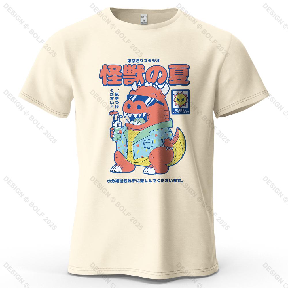 

Monster Summer Cartoon Printed Men s T-Shirt 100% Cotton Oversized Retro Japanese Graphic Tees for Women Tops Tees Streetwear 4XL