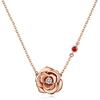 Women 585 Rose Gold Color Cubic Zircon Flower Pendant Necklace for Jewelry Gift