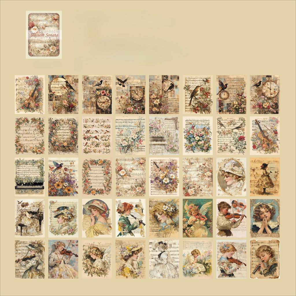 Vintage Antique Painting Collection Material Paper Scrapbook Materials DIY Photo Album Collage Journal