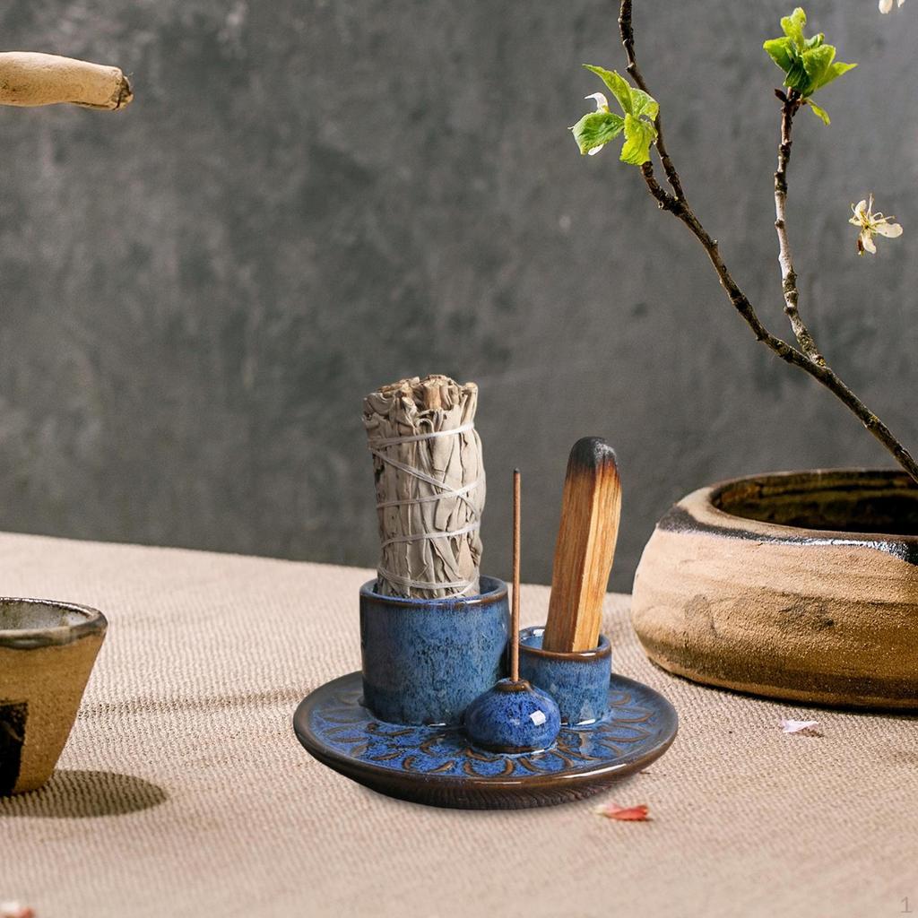 Incense Burner Candles Holder Accents Home Furnace Desk Gift Sage for 3mm Sticks