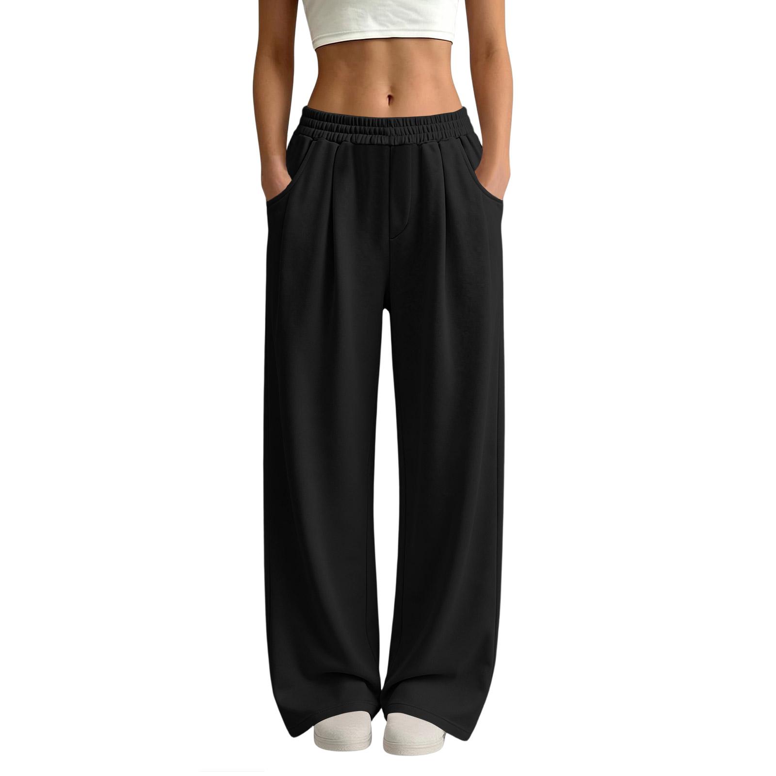 Women s Casual Wide Leg Pants Loose Fit Straight Leg Comfortable Sweatpants for Everyday Wear S
