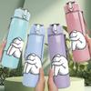 1PC Minimalist Fist Hand Sketch 750ml Color Plastic Sports Water Bottle Leakproof Flip Straw Lid Suitable for Sports Office Home Use