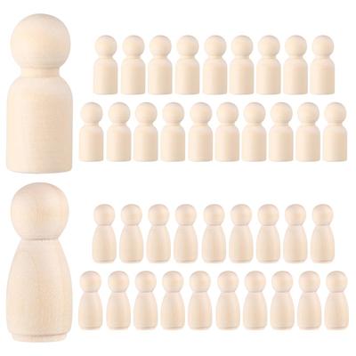 EXCEART 40-Piece Set of Natural Wood Peg Dolls, Paintable, Handmade Dolls, Unpainted Wooden Dolls, DIY Crafts, Decoration, Home, Craft Classes, Craft