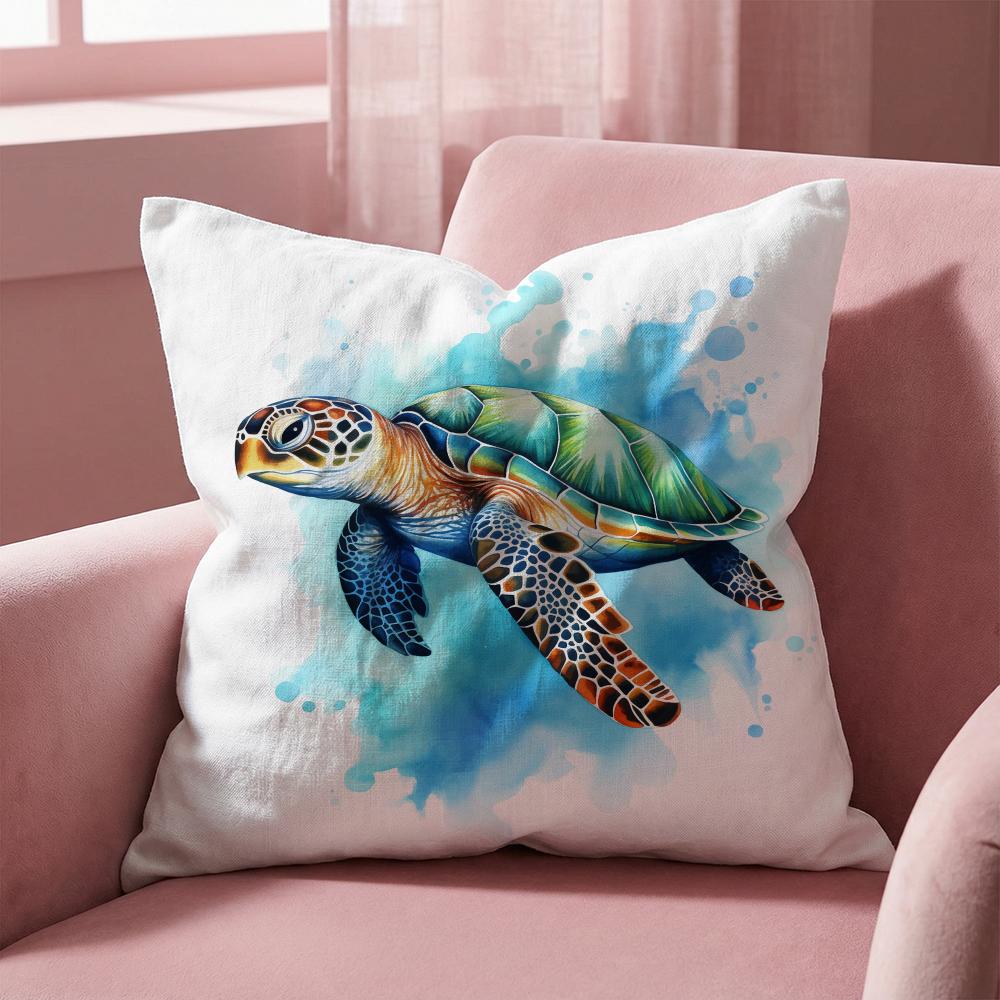 

Watercolor Sea Turtle Cushion Cover Multi-Scene Pillow Cover for Home & Car - Reversible, Soft & Durable for Daily Use 30cmx30cm
