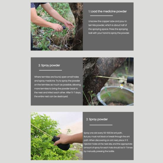 Manuell Pulversprøyte Diatoméjord-sprøyte Håndholdt Pulverspreder med Langt Metallrør for Diatoméjord Fine Pulver