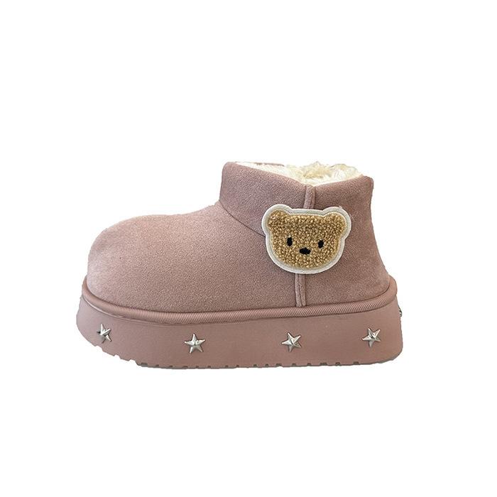 thick-soled low-top snow boots women's new autumn and winter piled thickened cotton shoes retro warm fluffy shoes