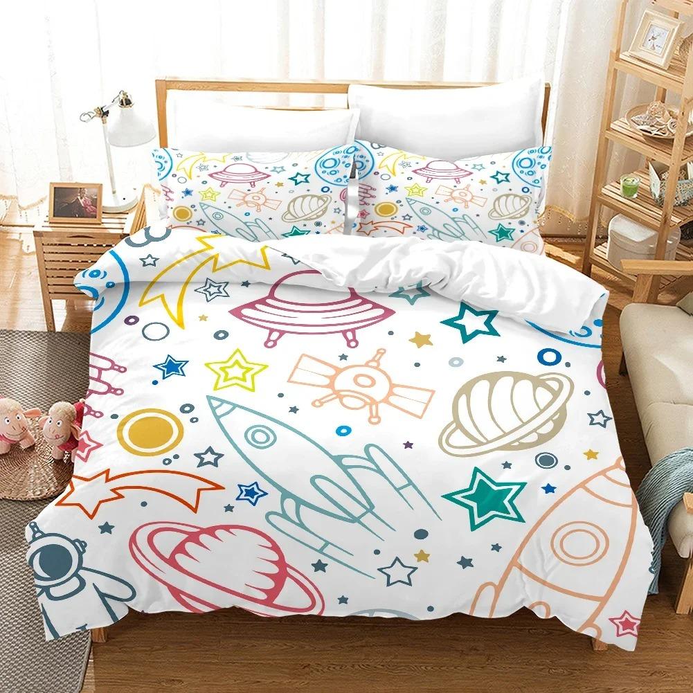 Astronaut im Weltraum Katze Bettdeckenbezug mit Kissenbezug Bettwäscheset Einzelbett Doppelbett Twin Full Queen King Size für Schlafzimmerdekor