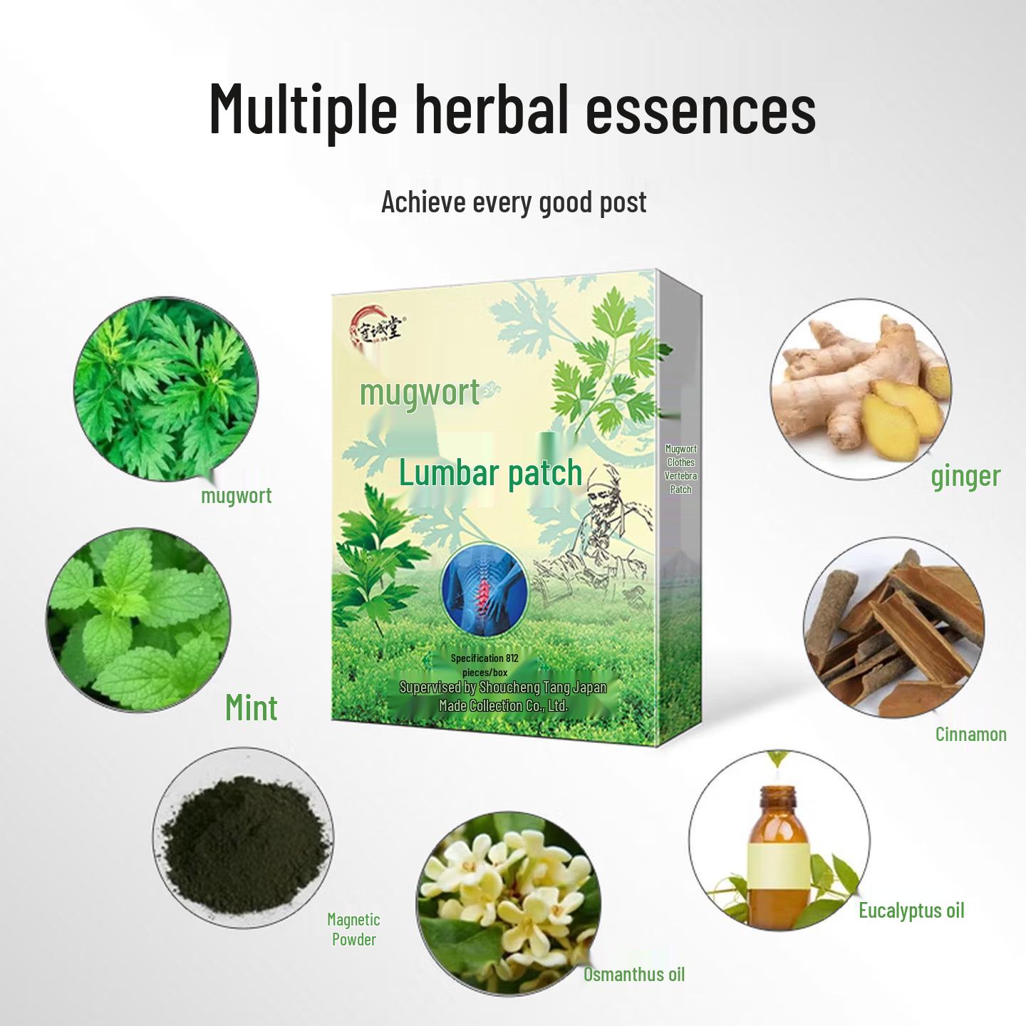 Genuine Mugwort Lumbar Shoulder Knee Patch - Pain Relief & Deep Heat Therapy with Far Infrared