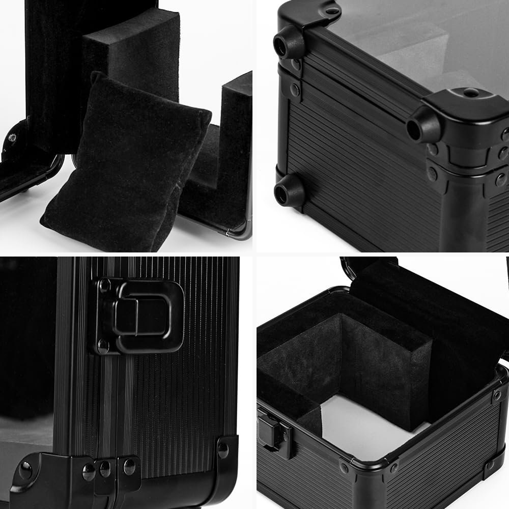 Baskiss Luxury Watch Watch Storage Collection Watch Display Aluminum Black Case, Box, Case, Box, & Acrylic, [Used]