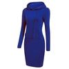 Women's Fashion Autumn Winter Solid Color Print Long Sleeve Hooded High Waist Casual Dresses