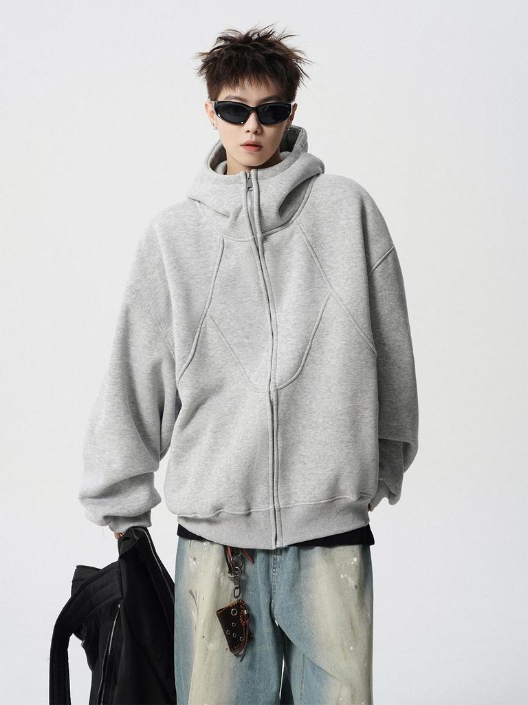 Veelzijdige Plus Size Deconstructed Hoodie: Trendy Heren Winter Sweatshirt voor de Hoge Straat