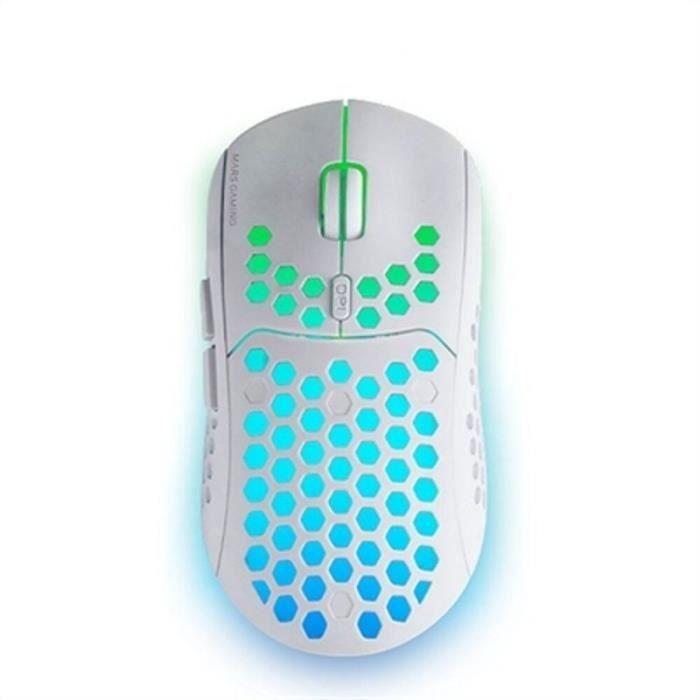 MARSGAMING Mars Gaming , Souris Gaming Sans Fil, RGB Flow, Ultralégère 79g, 3200DPI, Blanc - MMW3W