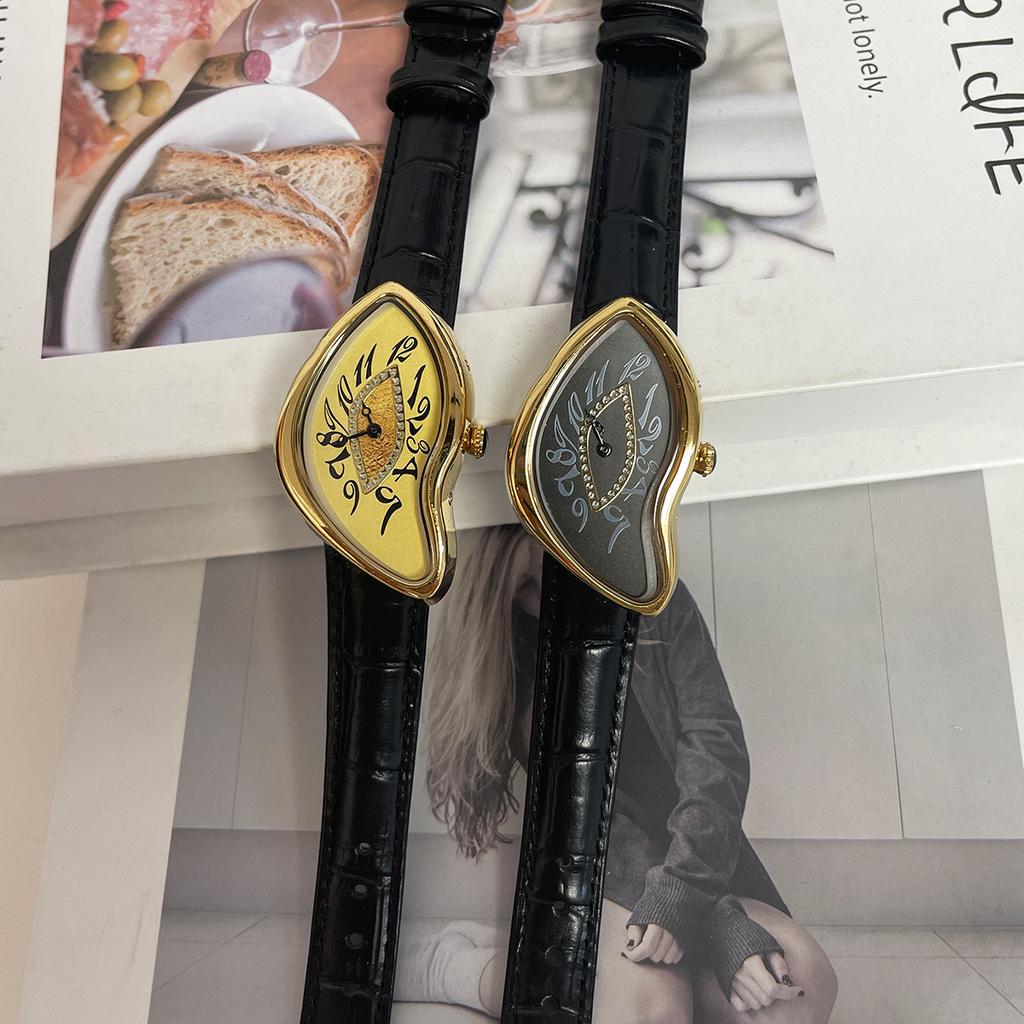 New Shape Quartz Men's Watch Y2k Style Twisted Case 2025 Trendy Personalized Niche Design Watch Leather Waterproof Watch Clock