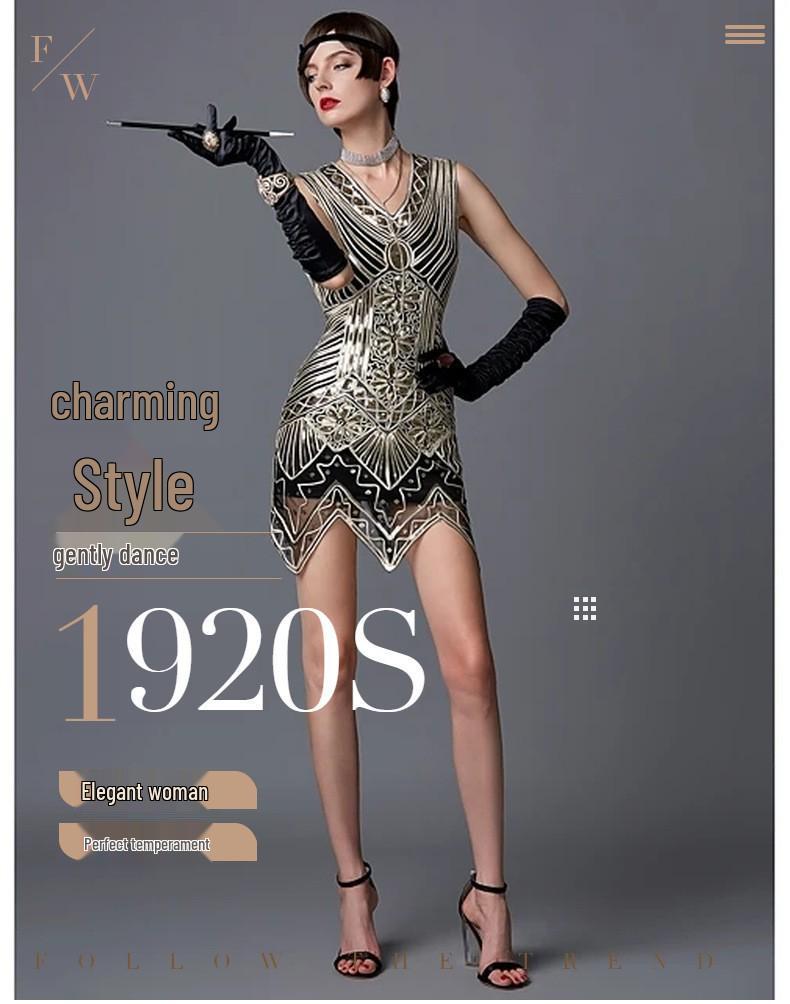 1920s Retro Beaded Tassel Sequin Dress - Handcrafted, Sexy Performance Costume for Women in Plus Sizes