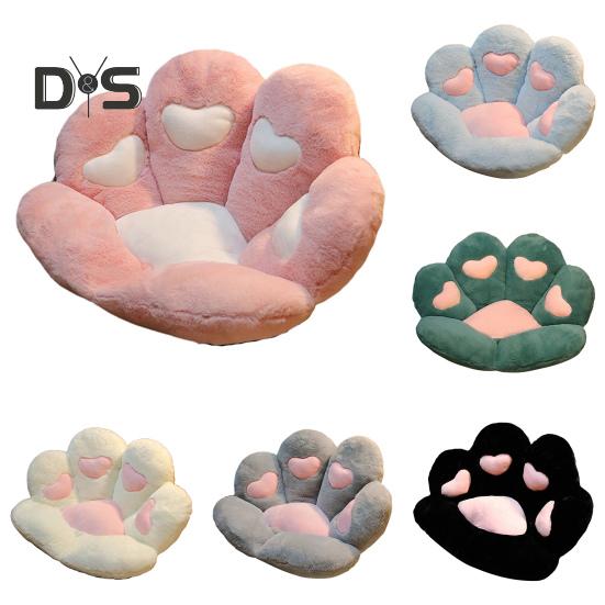 Cat Paw Seat Cushion for Gaming Office Car Chairs Soft Fluffy Pillow with Imitation Rabbit Plush Fabric Anti-Slip Car Seat Comfort Pad Pet Bed Cushion