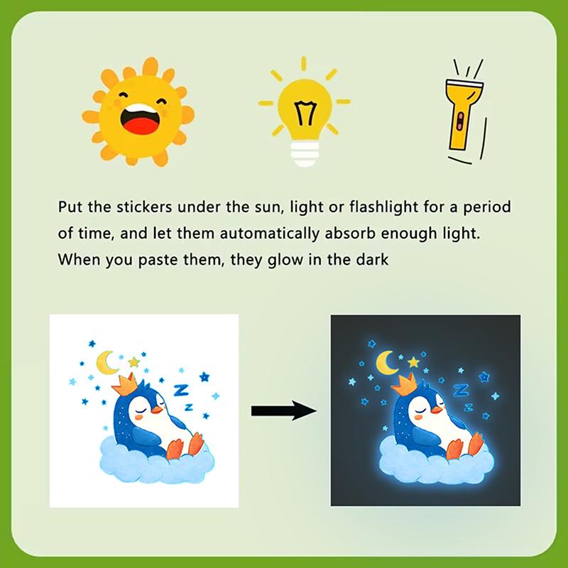 Glow-in-the-Dark Penguin Toilet Stickers Self-Adhesive Removable PVC Bathroom Decoration Wall Windows Car Decals