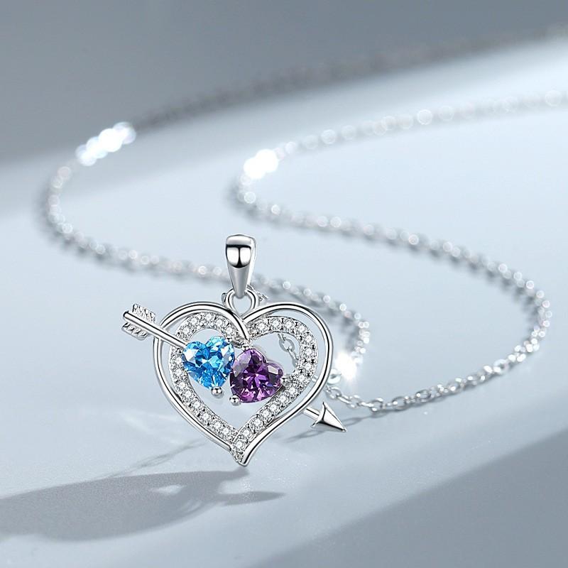 New Love God Arrow Necklace: Heart To Heart Love Love Double Color Fashion Creative Hollow Collar Chain for Girlfriend