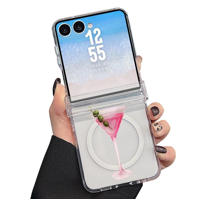 Hinged Magnetic Phone Case For Samsung Z FlIP 7 FE 6 5 Colorful Buttons Blocks Print Folding Phone Cover For Galaxy Z Flip7 Flip6
