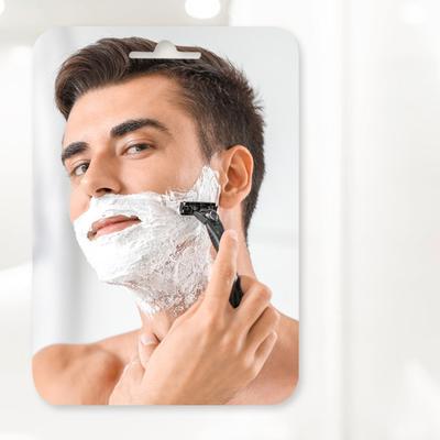 Fogless Shower Mirror Shower Makeup Shave Mirror with Hook Frameless Shower Mirror Wall Hanging Mirror Bathroom Accessories