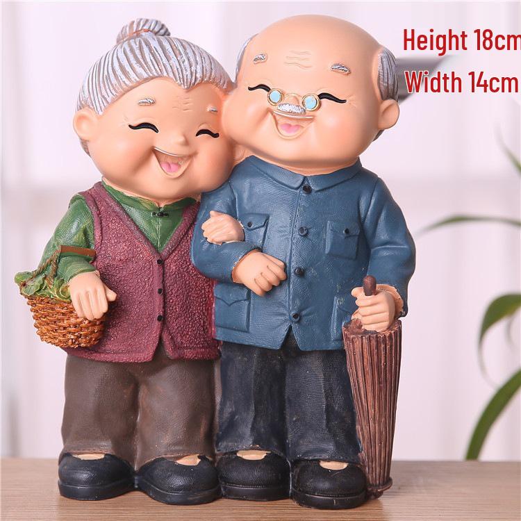 Hand-in-Hand Elderly Couple Figurine: Romantic Home Decor, Wedding or Valentine's Gift