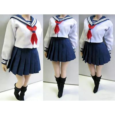HAMRETHYPPZ 1/6 Female JK School Uniform Costume Skirt Suit Sailor Style White C