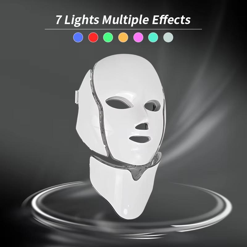 7 Color LED Phototherapy Mask - Facial & Neck - Whitening, Anti-Acne, Pore Shrink