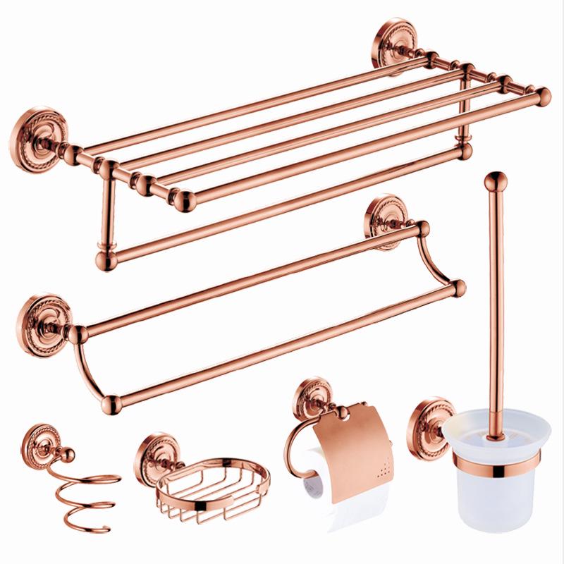 Wall-Mounted Brass Bathroom Towel Rack Set & Accessories