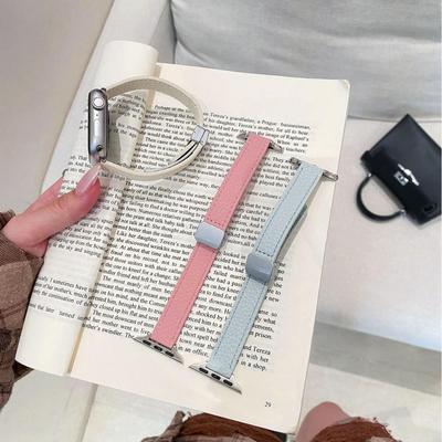 Lederarmband mit Lychee-Muster und Magnetverschluss für Apple iWatch, Huawei GT5 und Xiaomi 9 Pro