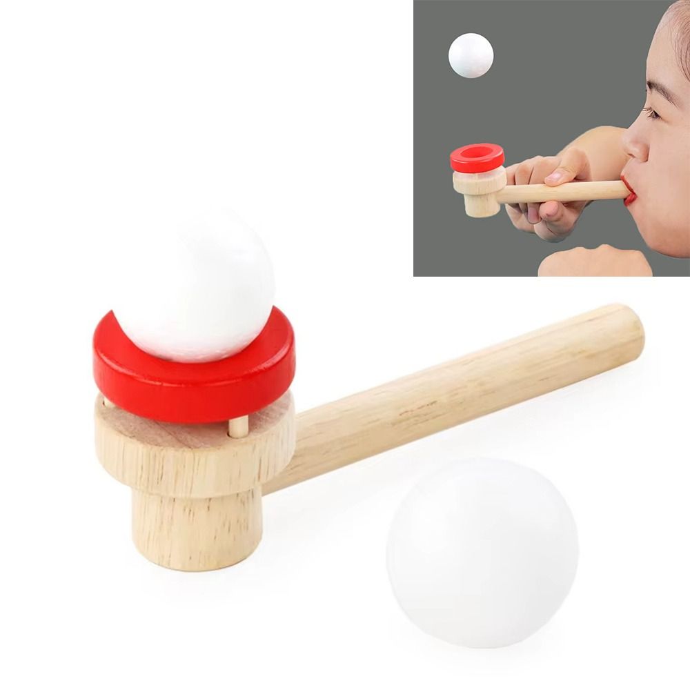 

Educational Blowing Floating Ball Toy Wooden Kids Parent-Child Game for Lung Capacity Training A