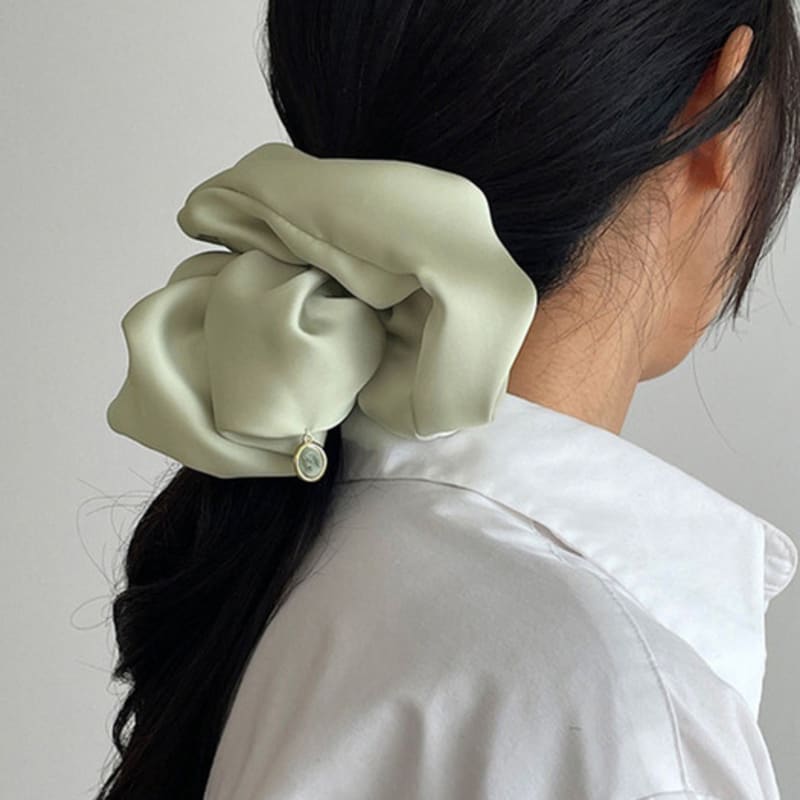 oar Drop Cameo Satin Wide Scrunchie [Choose 1 of 5 Colors]
