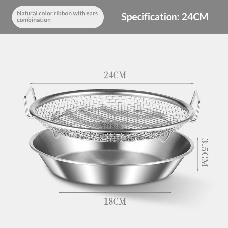 Stainless Steel Cooking Oil Strainer Round Shape Double Handles Reusable Oil Filter Tray Fine Leaking Holes Heat Resistant