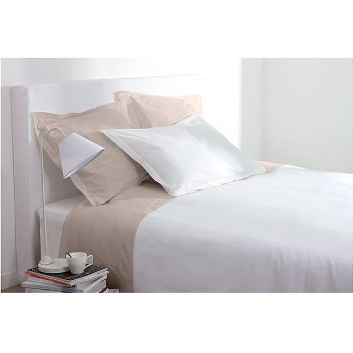 Drap plat - Maison futée - 180x290 cm - 100% Coton - Blanc - 1 personne