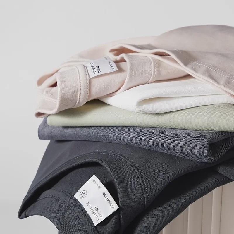 Men's Heavyweight Thickened Cotton Short-Sleeve Drop Shoulder T-Shirt, 300g, Solid Color, Trendy Summer Base Layer