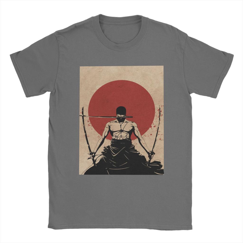 Ones Pieces Roronoa Zoro T Shirt for Men Pure Cotton Funny TShirt Crew Neck Anime Tee Shirt Short Sleeve Tops Summer