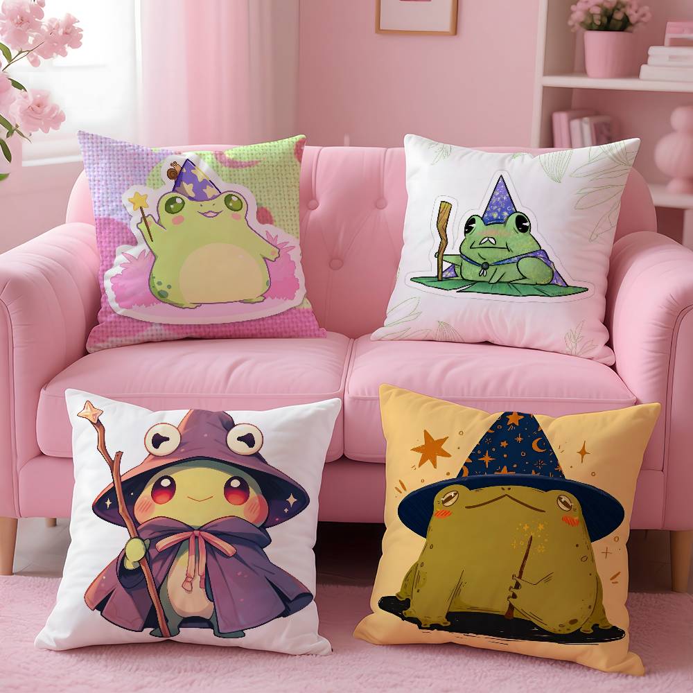 Anime W-Wizard F-frog Pillow Case Anti-dustmite Pillow Invisible Zipper Silky Short Plush Sofa Cushion Cover