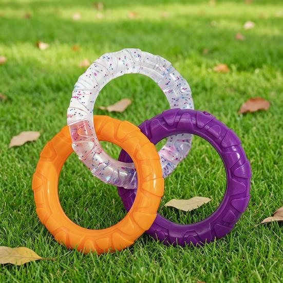 Three-Ring Dog Toy Interactive Dog Tug of War Toy Connected Rings Dog Chew Toy for Puppy Teething Biting Teeth Cleaning