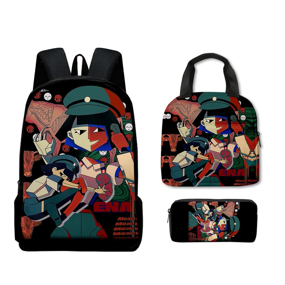 Trendy Popular Funny Novelty ENA Dream BBQ 3D Print 3pcs/Set Student School Bags Laptop Daypack Backpack Lunch bag Pencil Case