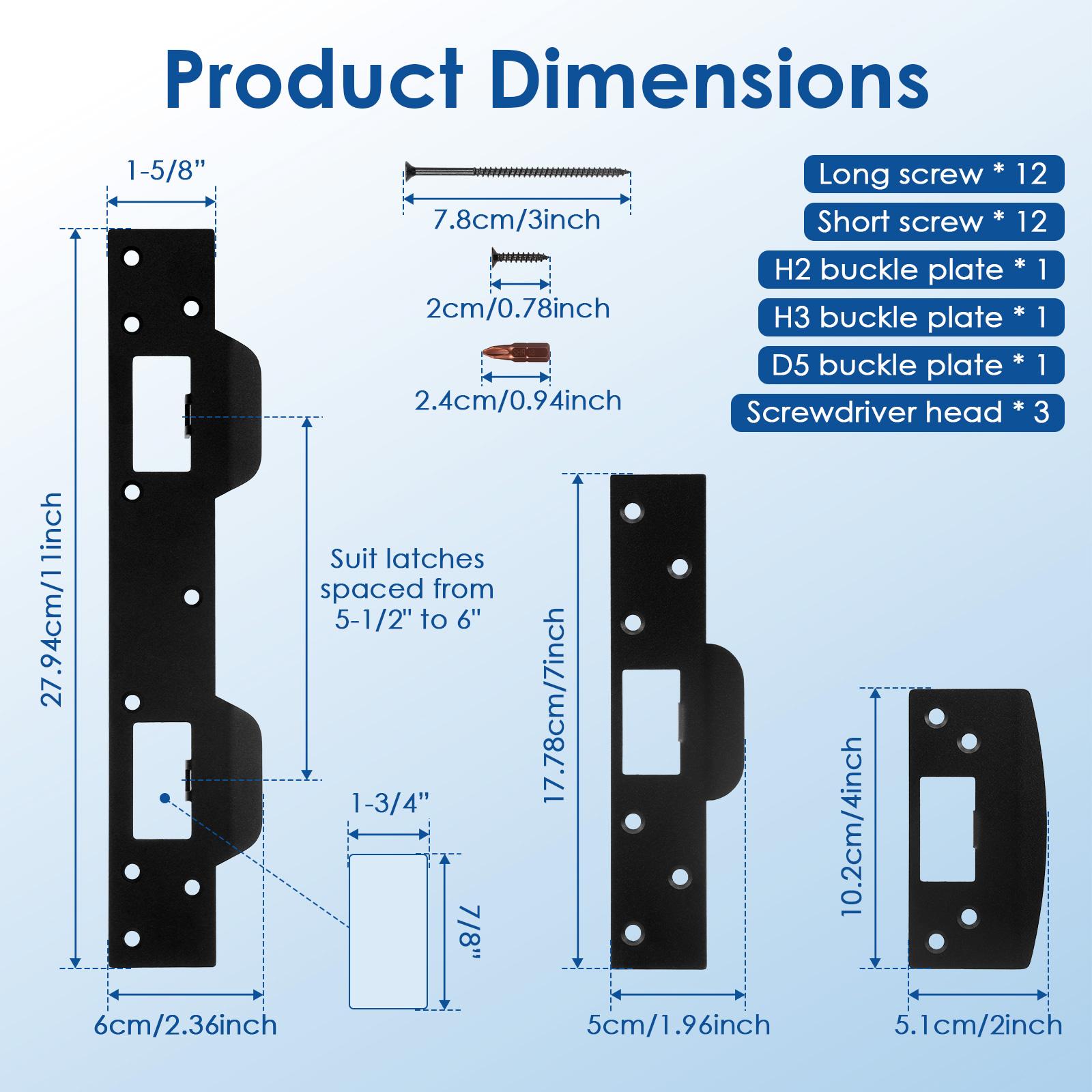 Сверхбольшая ответная планка двери Увеличенная ответная планка Усиленная пластина-направляющая засова с большим отверстием для ремонта Поврежденной изношенной рамы