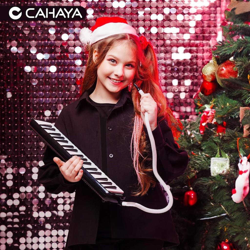 CAHAYA Set with Storage Lightweight Melodion for Elementary School Suitable for Tabletop and Standing Includes 2 Black 32-Key Melodica, 7-Piece Bag,