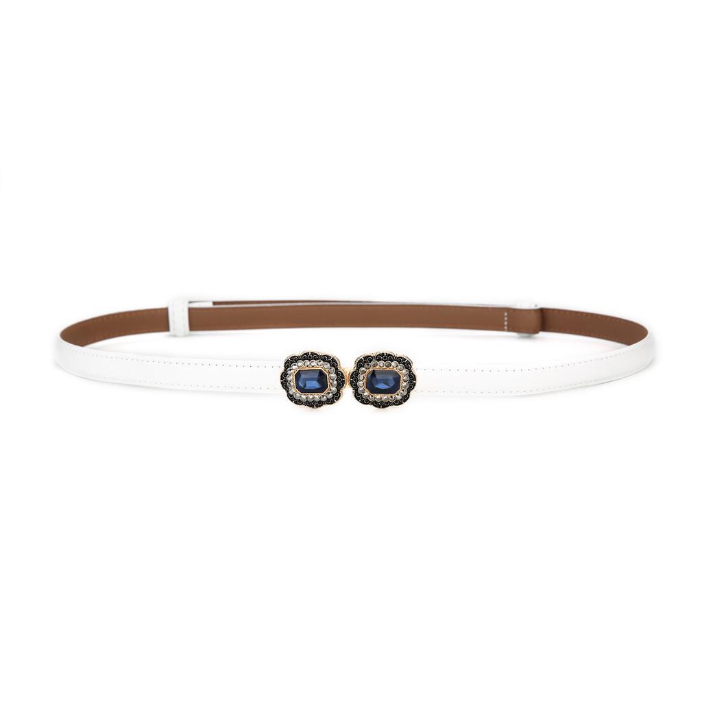Womens Leather Belt With Square Alloy Buckle For Elegant Casual Wear