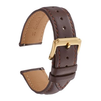 Calum Watch Strap Genuine Leather Smooth Leather Quick Release Watch Smart Watch Band 12mm 24mm Dark Brown X Gold - (21mm, Buckle)