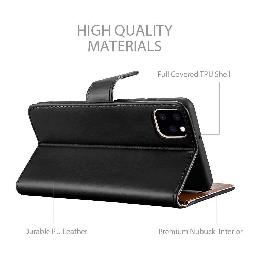 (Black) For iPhone 11 Phone Wallet Book Leather Case
