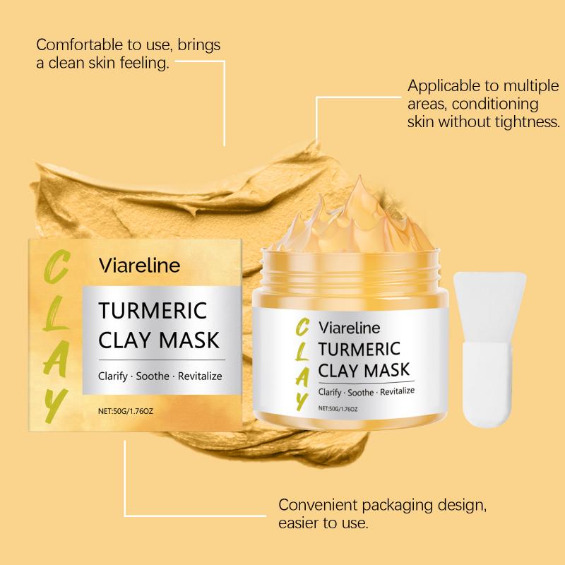 Maschera all'Argilla alla Curcuma per Illuminare e Pulire i Pori, Maschera all'Argilla Idratante Rassodante con Niacinamide per Tutti i Tipi di Pelle