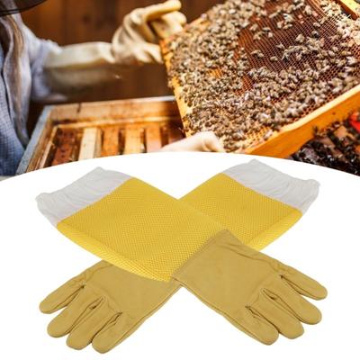 כפפות גידול דבורים נושם עור כבש מגן שרוולים ארוכים ציוד כוורנים