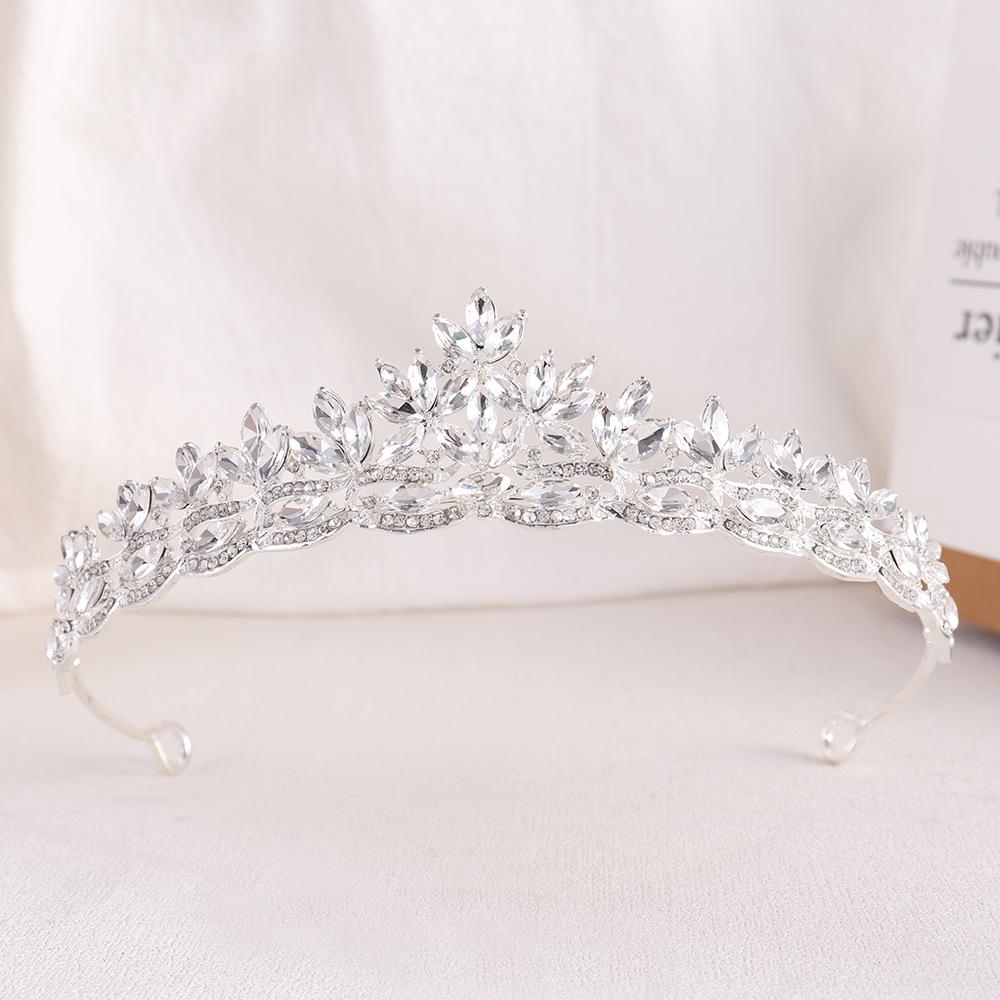 Простая свадебная корона в корейском стиле из сплава со стразами — фото 4