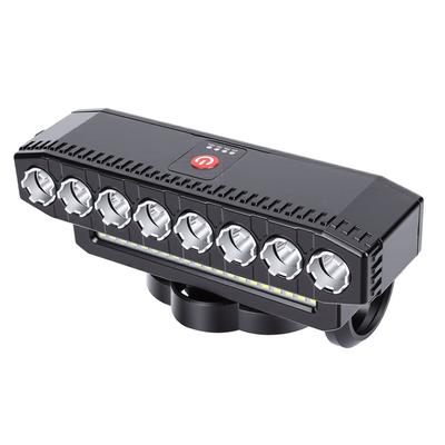 Bike Light 8 LED USB Rechargeable Headlight with Horn 6 Modes Water Proof Super Bright for Mountain Off Road Cycling